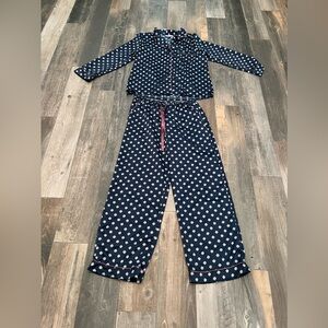 In Bloom by Jonquil Navy Long sleeve Pajama Set Women's Size L Satin Shiny